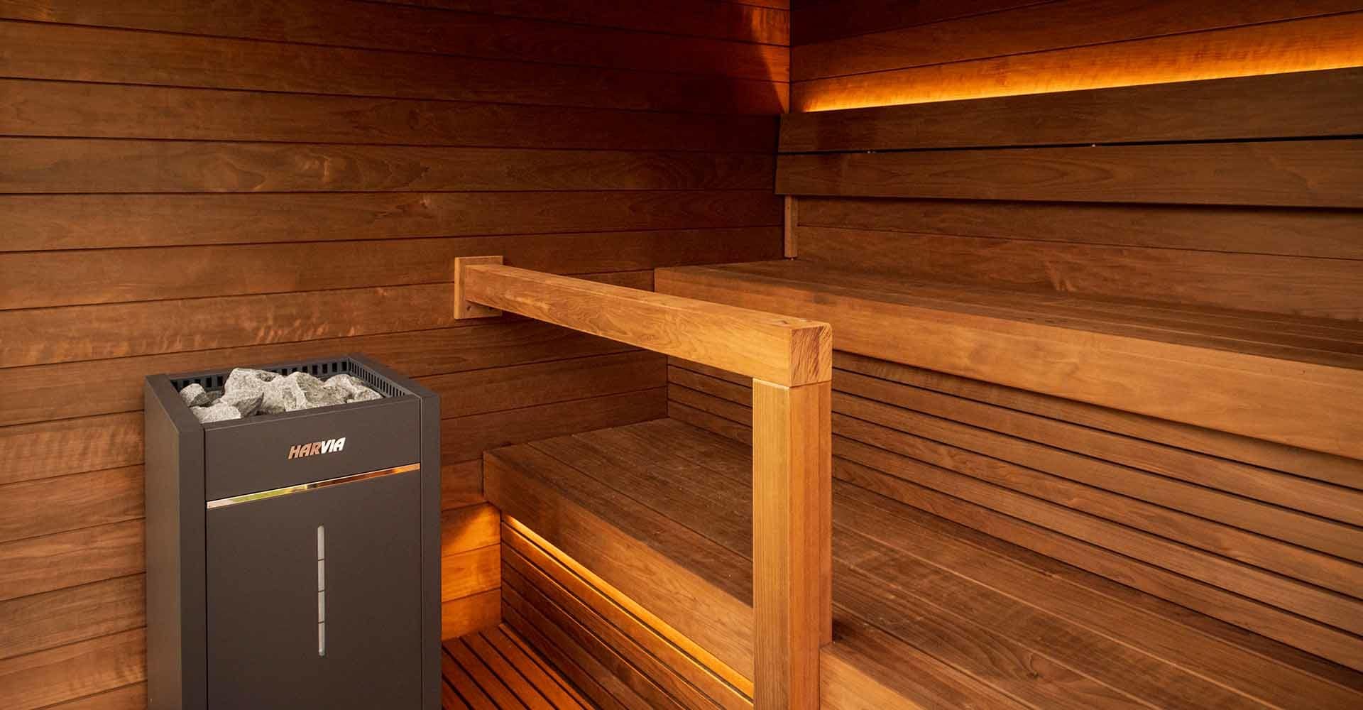 sauna med led lys