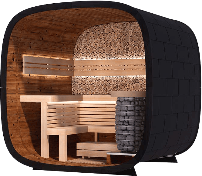 Udendørs sauna fra Saunasell - Round Cube Mini